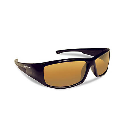 Flying Fisherman Kids' Gaffer Jr. Angler Sunglasses with Black Frame and Amber Lens, Small