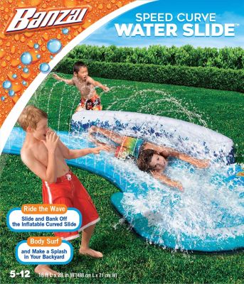 Banzai Speed Curve Inflatable Water Slide, 16 ft. L x 28 in. W x 8 in. H, 84731