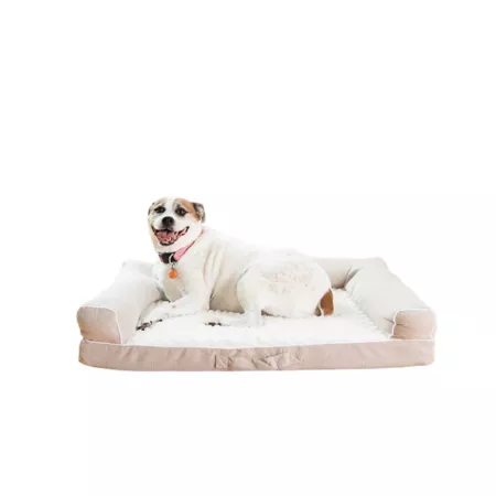 Armarkat Dog Bed with Memory Foam Padded Mattress Beige 35" Bolster Dog Beds