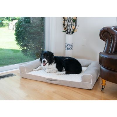 Image showing  Upholstered Memory Foam Mattress Dog Bed, 35 in., Beige