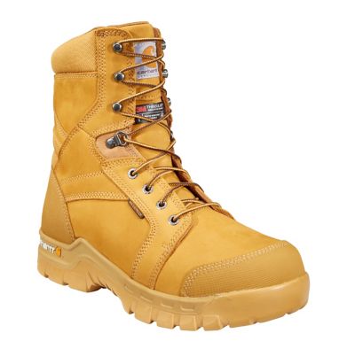 Carhartt Waterproof Insulated Soft Toe Work Boots, Wheat Oil-Tanned Leather, 8 in.