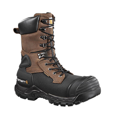 Carhartt Insulated Composite Toe Pac Work Boots, Brown Oil-Tanned Leather, 10 in.