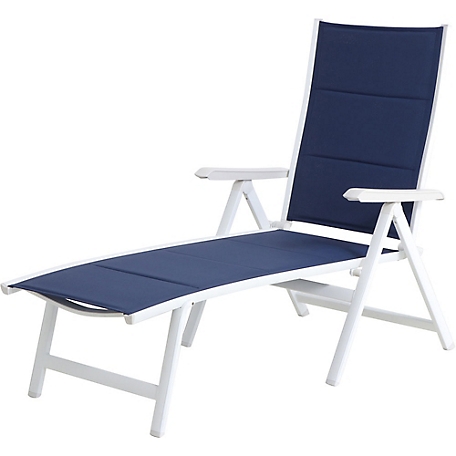 Mod Furniture Everson Folding Patio Chaise Lounge, Navy/White