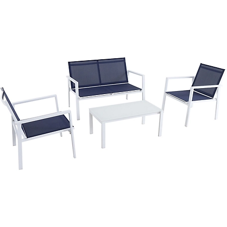 Mod Furniture 4 pc. Harper Sling Seating Set, White/Navy