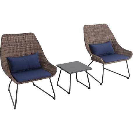 Mod Furniture 3 pc. Montauk Wicker Set, Includes Navy Cushions