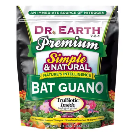 Dr Earth Pure and Natural Bat Guano All-Purpose Fertilizer 1.5 lb 60 sq ft. Plant Food