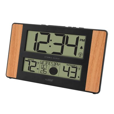 Image showing  Digital Atomic Wall Clock with Indoor/Outdoor Temp and Moon Phase, 11 in.
