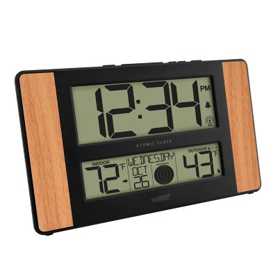 Image showing  Digital Atomic Wall Clock with Indoor/Outdoor Temp and Moon Phase, 11 in.