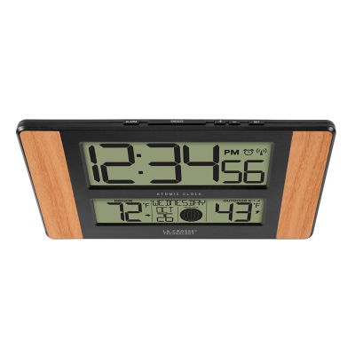 Image showing 6 th La Crosse Technology Digital Atomic Wall Clock with Indoor/Outdoor Temp and Moon Phase, 11 in.