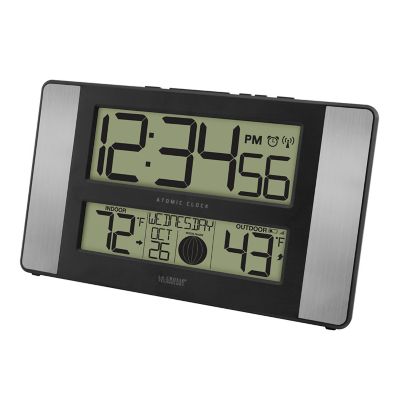 Image showing  Digital Atomic Wall Clock with Indoor Temp and Humidity, 11 in.