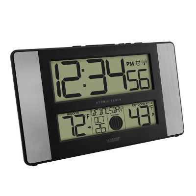 Image showing  Digital Atomic Wall Clock with Indoor Temp and Humidity, 11 in.