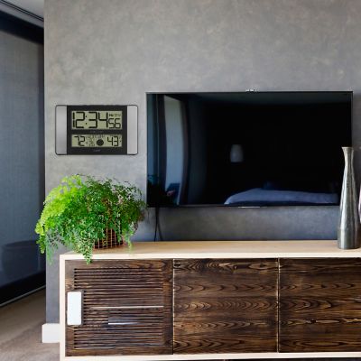 Image showing  Digital Atomic Wall Clock with Indoor Temp and Humidity, 11 in.