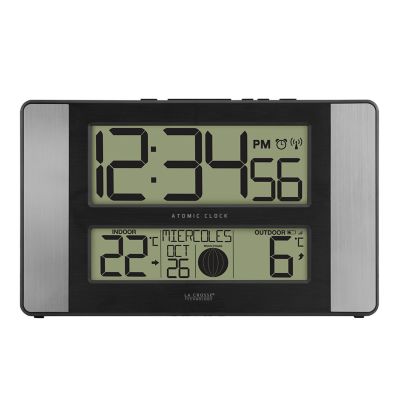 Image showing 9 th La Crosse Technology Digital Atomic Wall Clock with Indoor Temp and Humidity, 11 in.