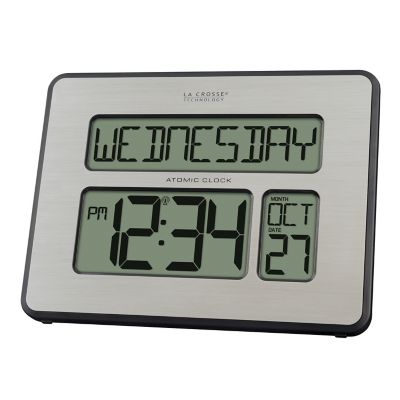 Image showing  Digital Atomic Wall Clock with White Backlight, 9.84 in.