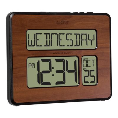 Image showing  Atomic Digital Wood Wall Clock, 9.84 in., Walnut