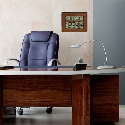 Image showing 5 th La Crosse Technology Atomic Digital Wood Wall Clock, 9.84 in., Walnut