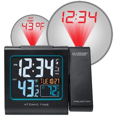 Image showing  Digital Atomic Projection Alarm Clock with Indoor Temp and Moon Phase, 5.23 in.
