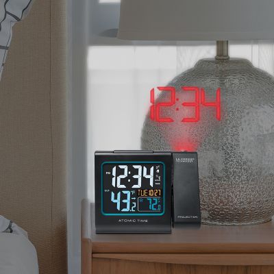 Image showing  Digital Atomic Projection Alarm Clock with Indoor Temp and Moon Phase, 5.23 in.