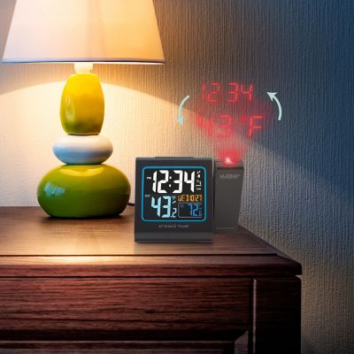 Image showing 8 th La Crosse Technology Atomic Projection Alarm Clock with In/Out Temperature