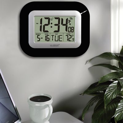 Image showing  Digital Atomic Wall Clock with Indoor Temp, 8.95 in.