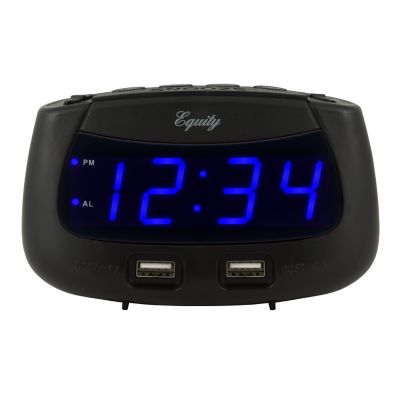 Equity by La Crosse 0.9 in. LED Dual USB Alarm Clock, Blue