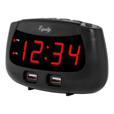 Image showing  LED Dual USB Alarm Clock, Blue