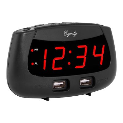 Image showing  LED Dual USB Alarm Clock, Blue