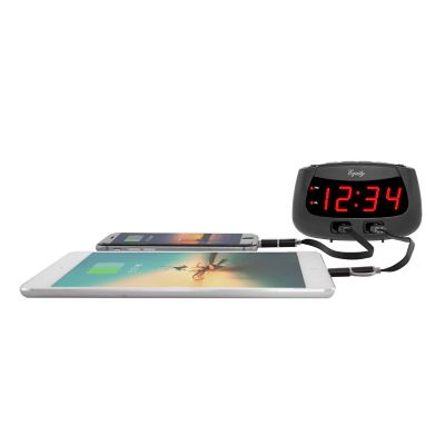 Image showing  LED Dual USB Alarm Clock, Blue