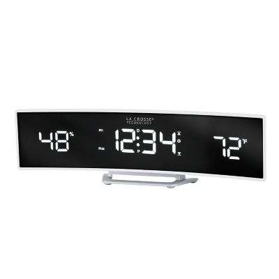 Image showing  Digital LED Curved Alarm Clock with Temp and Humidity, 9.84 in., White