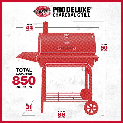 Image showing 9 th Char-Griller Deluxe Barrel Charcoal Grill, 850 sq. in., Black