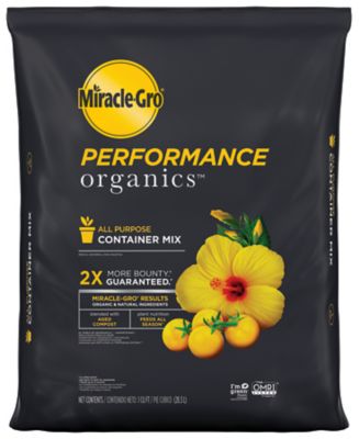 Miracle-Gro 16 qt. 1 cu. ft. Performance Organics All-Purpose Container Mix Soil Miracle grow performance organic potting mix has did an excellent job at feeding my plants and allowing them to grow and be healthy