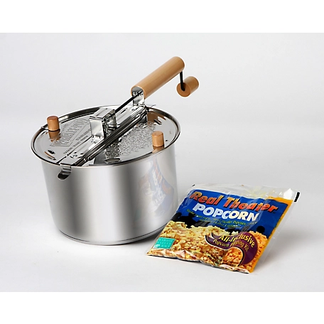 Wabash Valley Farms Stainless Steel Whirley-Pop Popcorn Popper Kit