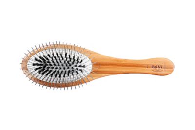 Image showing  The Hybrid Groomer Shine & Condition Pet Brush, Natural Bristle, Alloy Pin, Pure Bamboo Handle, Dark Finish, A1 - DB