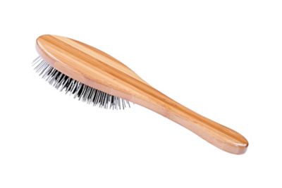 Image showing  The Hybrid Groomer Shine & Condition Pet Brush, Natural Bristle, Alloy Pin, Pure Bamboo Handle, Dark Finish, A1 - DB