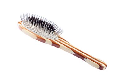 Bass Shine & Condition Pet Brush, 100% Natural Bristle, Nylon Pin, Pure Bamboo Handle, Palm Style, Striped Finish, A1 - SB