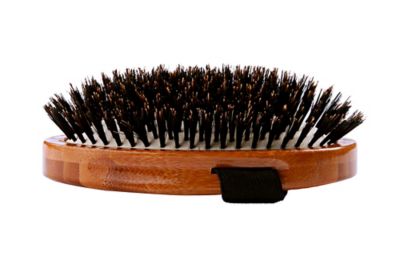 Image showing  Shine & Condition 100% Premium Natural Bristle Pet Grooming Brush with Pure Bamboo Handle, Palm Style, Solid Dark Finish