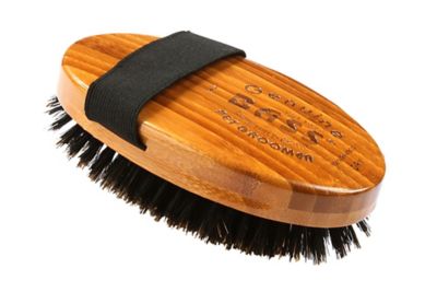 Image showing  Shine & Condition 100% Premium Natural Bristle Pet Grooming Brush with Pure Bamboo Handle, Palm Style, Solid Dark Finish
