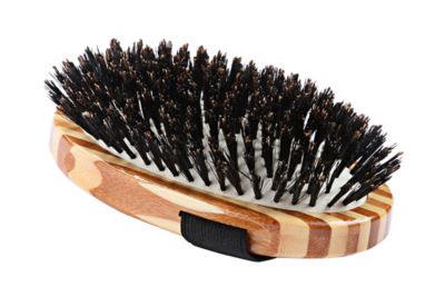 Bass Shine & Condition 100% Premium Natural Bristle Pet Grooming Brush with Pure Bamboo Handle, Palm Style, Striped Finish