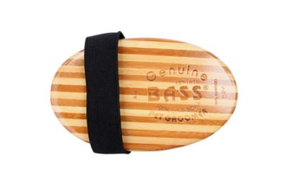 Image showing  Shine & Condition 100% Premium Natural Bristle Pet Grooming Brush with Pure Bamboo Handle, Palm Style, Striped Finish