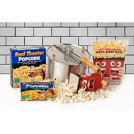 Wabash Valley Farms Whirley-Pop Stovetop Popcorn Popper and Real Theater Set