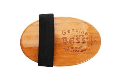 Image showing  Shine and Condition Natural Bristle/Alloy Pin Pet Grooming Brush with Pure Bamboo Handle, Palm Style, Solid Dark Finish