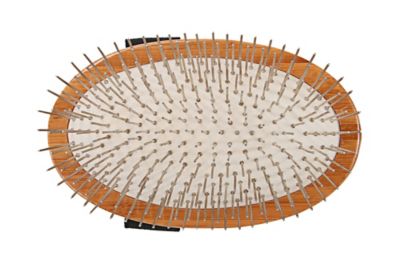 Image showing  Style & Detangle 100% Premium Alloy Pin Pet Grooming Brush with Pure Bamboo Handle, Palm Style, Oak Wood Finish