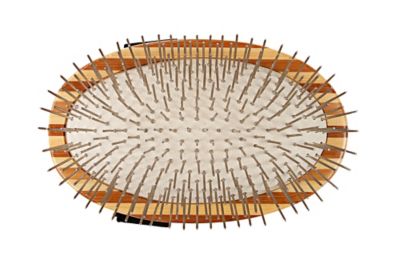 Image showing  Style & Detangle 100% Premium Alloy Pin Pet Grooming Brush with Pure Bamboo Handle, Palm Style, Striped Finish