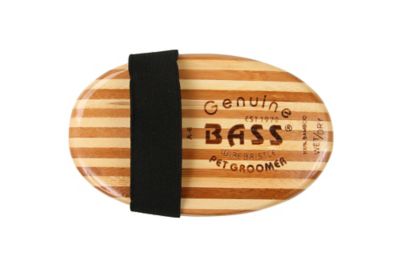 Image showing  Style & Detangle 100% Premium Alloy Pin Pet Grooming Brush with Pure Bamboo Handle, Palm Style, Striped Finish