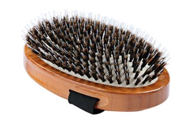 Bass Shine & Condition 100% Natural Bristle/Nylon Pin Pet Grooming Brush with Pure Bamboo Handle, Palm Style, Dark Finish