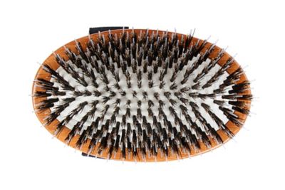 Image showing  Shine & Condition 100% Natural Bristle/Nylon Pin Pet Grooming Brush with Pure Bamboo Handle, Palm Style, Dark Finish