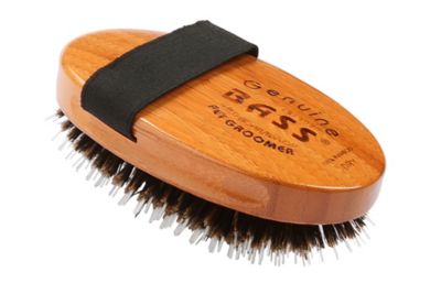 Image showing  Shine & Condition 100% Natural Bristle/Nylon Pin Pet Grooming Brush with Pure Bamboo Handle, Palm Style, Dark Finish