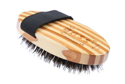 Image showing  Shine & Condition 100% Natural Bristle/Nylon Pin Pet Grooming Brush with Pure Bamboo Handle, Palm Style, Striped