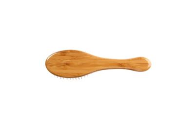 Image showing  Style & Detangle Pet Brush, 100% Premium Alloy Pin, Pure Bamboo Handle, Small, Oval, Dark Finish