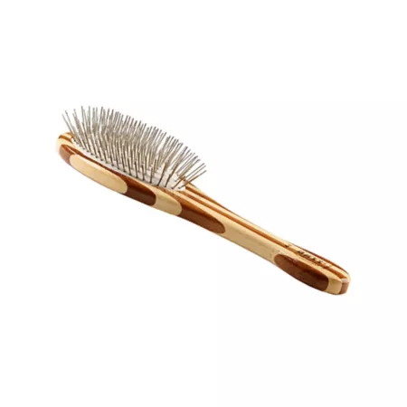 Bass Style & Detangle Pet Brush 100% Premium Alloy Pin Pure Bamboo Handle Medium Oval Stripe Finish A9 - SB Pet Brushes & Combs